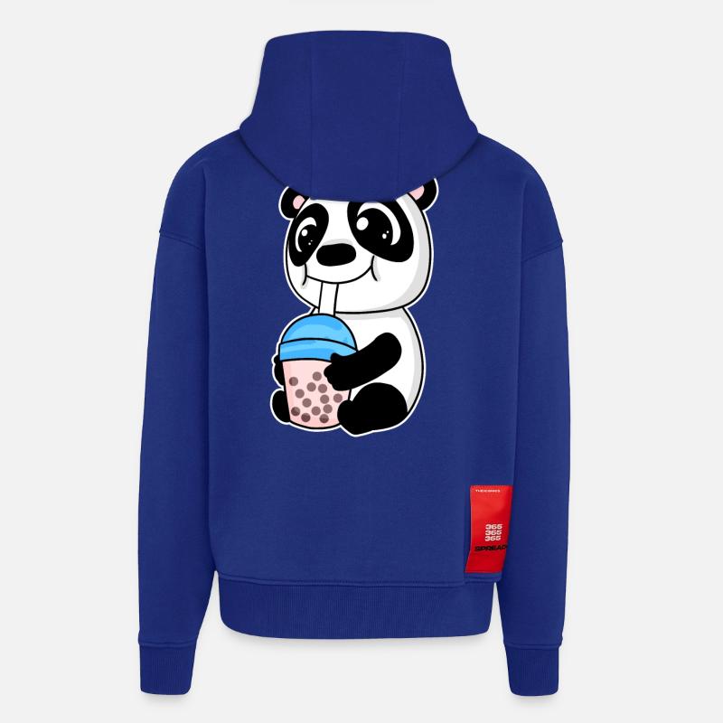 Bubble Tea Panda - Veste à capuche bio épaisse oversize fabriqué en UE - Iconic Blue