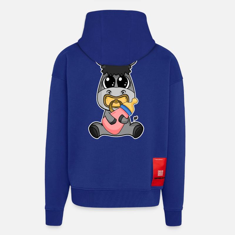 Bébé âne - Veste à capuche bio épaisse oversize fabriqué en UE - Iconic Blue