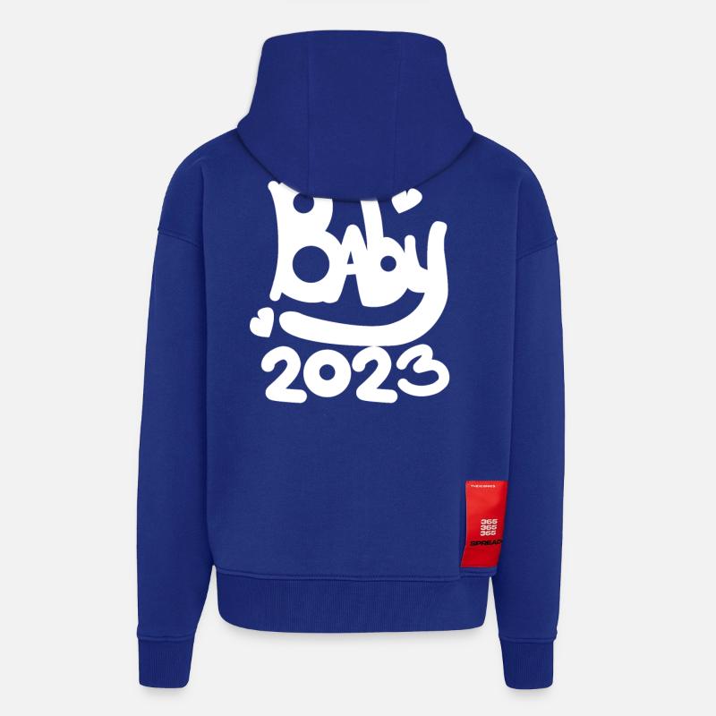 Bébé 2023 - Veste à capuche bio épaisse oversize fabriqué en UE - Iconic Blue