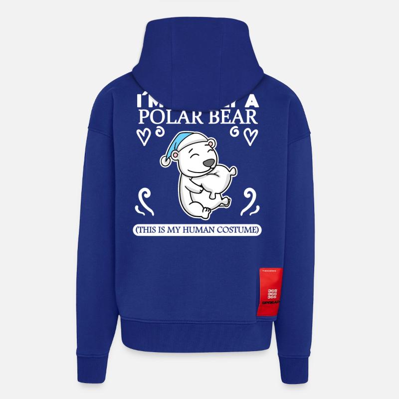 Ours blanc - Veste à capuche bio épaisse oversize fabriqué en UE - Iconic Blue