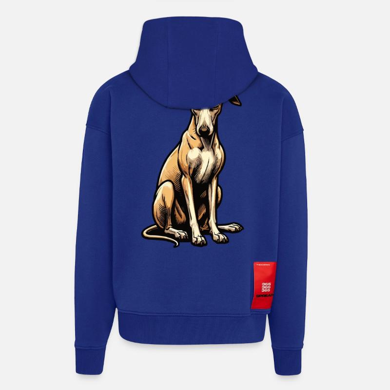 Whippet Greyhound Whippets Propriétaire de lévrier - Veste à capuche bio épaisse oversize fabriqué en UE - Iconic Blue