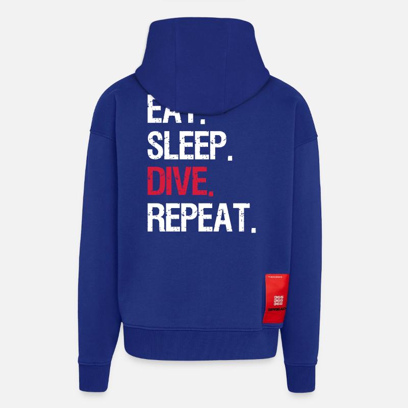 Mangez Sommeil Répéter Plongée - Veste à capuche bio épaisse oversize fabriqué en UE - Iconic Blue