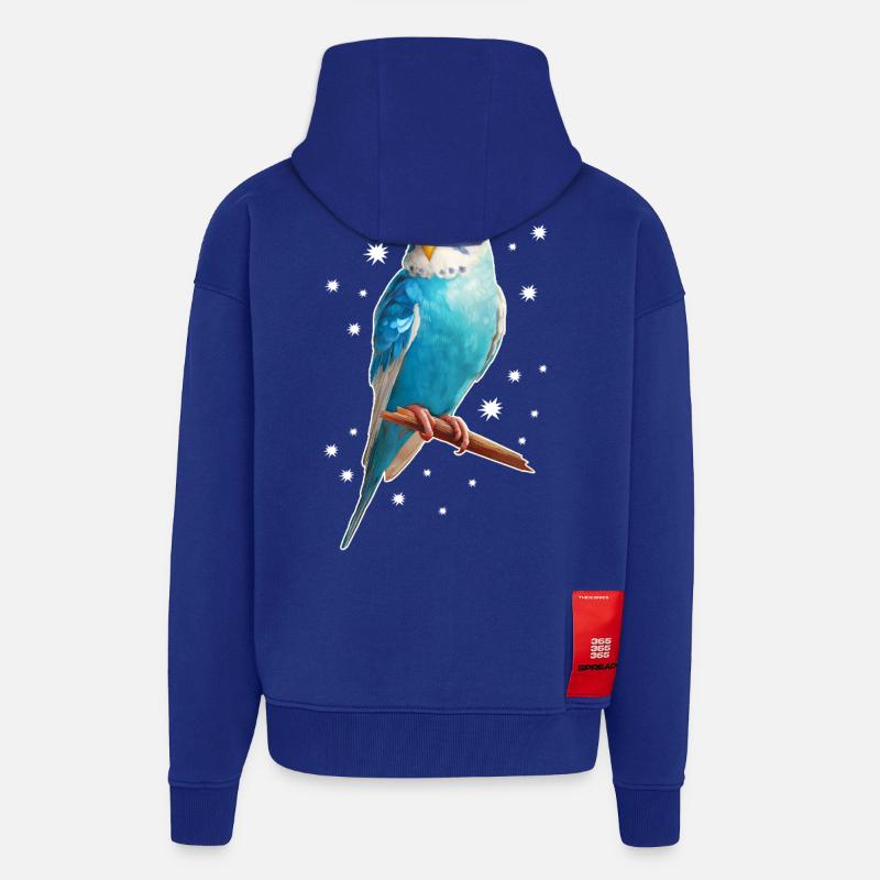 Étoiles de perruche - Veste à capuche bio épaisse oversize fabriqué en UE - Iconic Blue