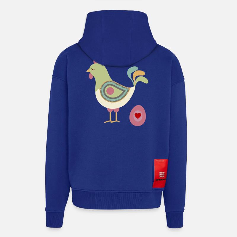 Poulet aux œufs de Pâques - Veste à capuche bio épaisse oversize fabriqué en UE - Iconic Blue