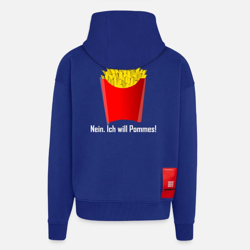 Frites frites idée cadeau - Veste à capuche bio épaisse oversize fabriqué en UE - Iconic Blue