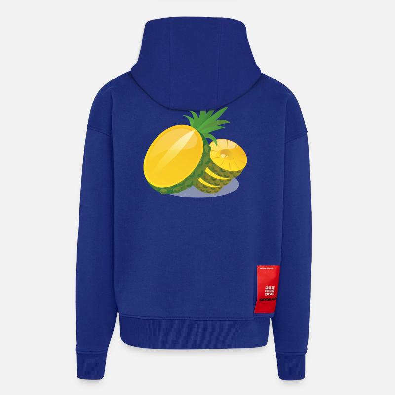 Ananas en tranches - Veste à capuche bio épaisse oversize fabriqué en UE - Iconic Blue