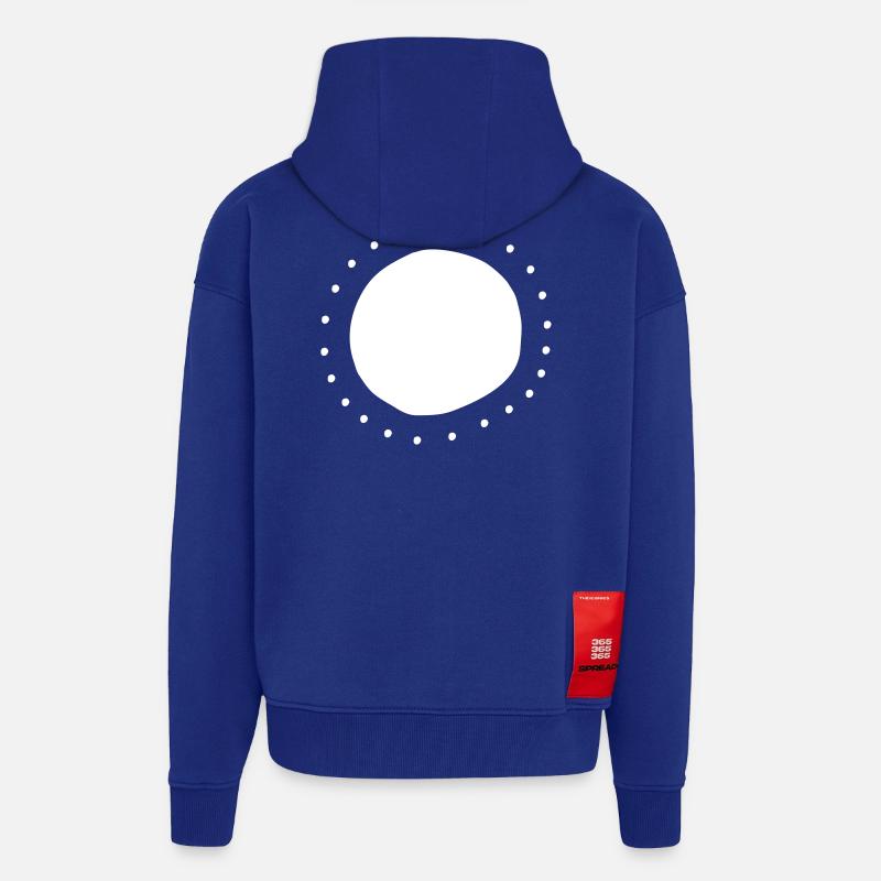 points Cercle forme - Veste à capuche bio épaisse oversize fabriqué en UE - Iconic Blue