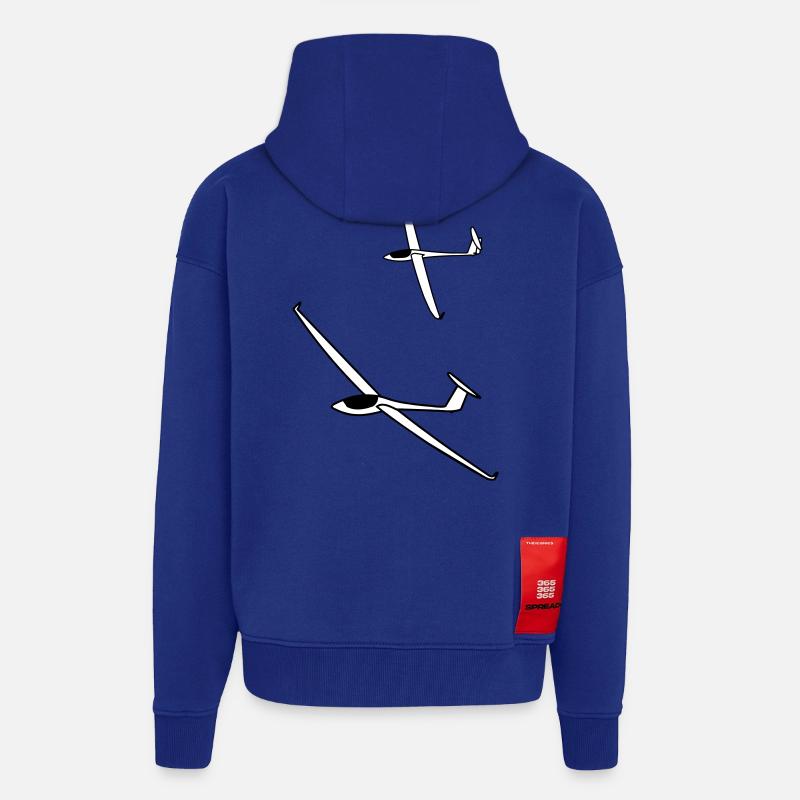 gliding glider pilot - Veste à capuche bio épaisse oversize fabriqué en UE - Iconic Blue