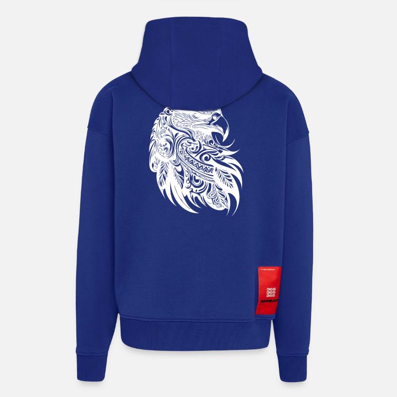 Tatouage Eagle Tribal Style - Veste à capuche bio épaisse oversize fabriqué en UE - Iconic Blue