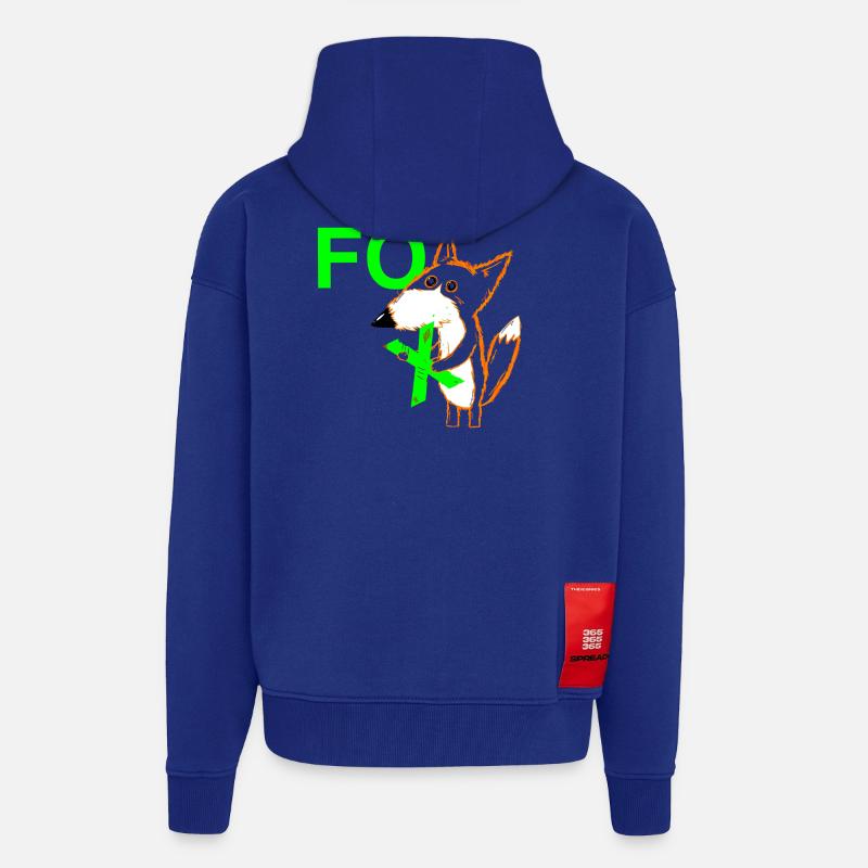 Le X dans FOX - Veste à capuche bio épaisse oversize fabriqué en UE - Iconic Blue