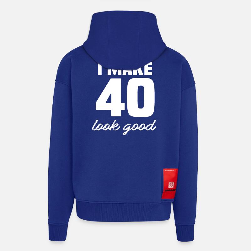 40 ans - Veste à capuche bio épaisse oversize fabriqué en UE - Iconic Blue