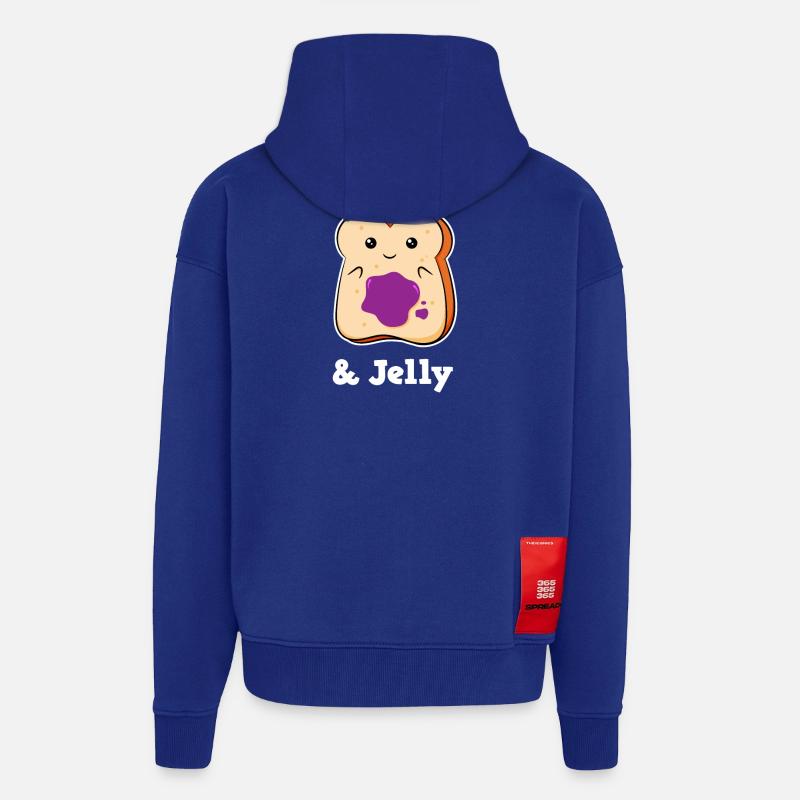 Beurre de cacahuète et confiture - Veste à capuche bio épaisse oversize fabriqué en UE - Iconic Blue
