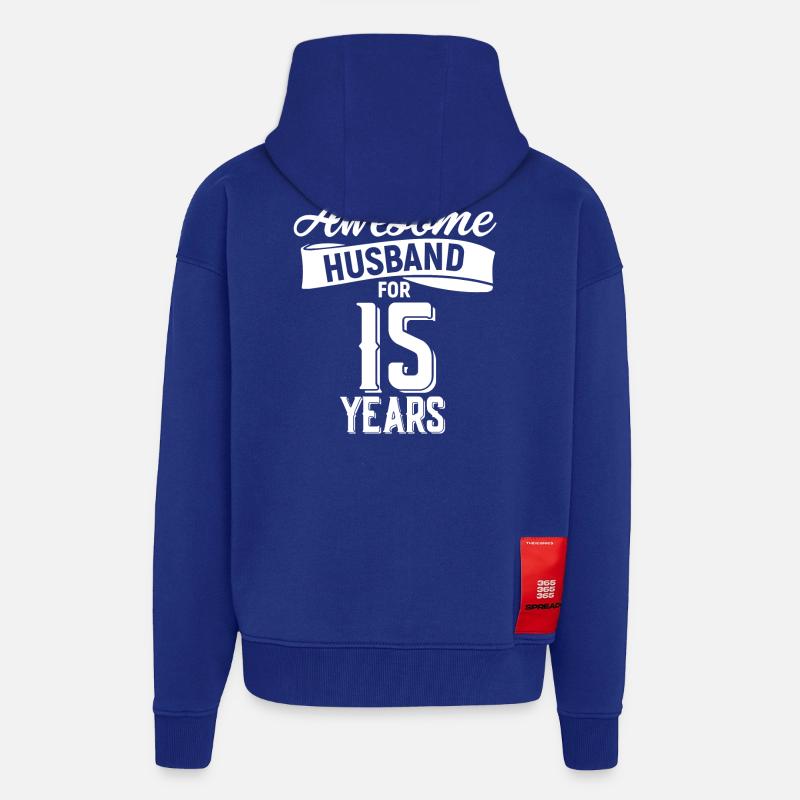 15e anniversaire de mariage - Veste à capuche bio épaisse oversize fabriqué en UE - Iconic Blue