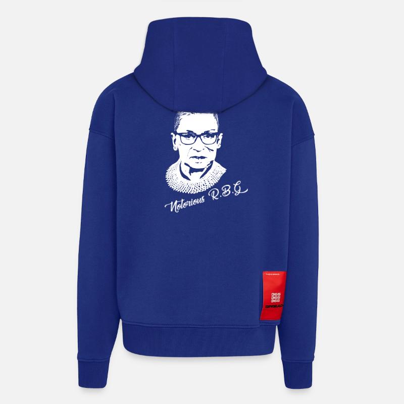 RBG notoire - Veste à capuche bio épaisse oversize fabriqué en UE - Iconic Blue
