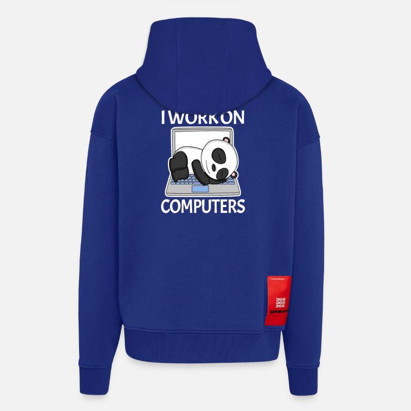 Computer nerd programmør herre gave - Heavyweight oversized organic hættejakke made in EU - Iconic Blue