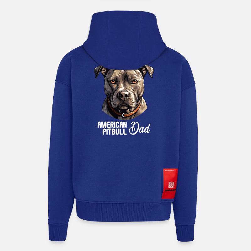 Chien Pitbull américain - Veste à capuche bio épaisse oversize fabriqué en UE - Iconic Blue
