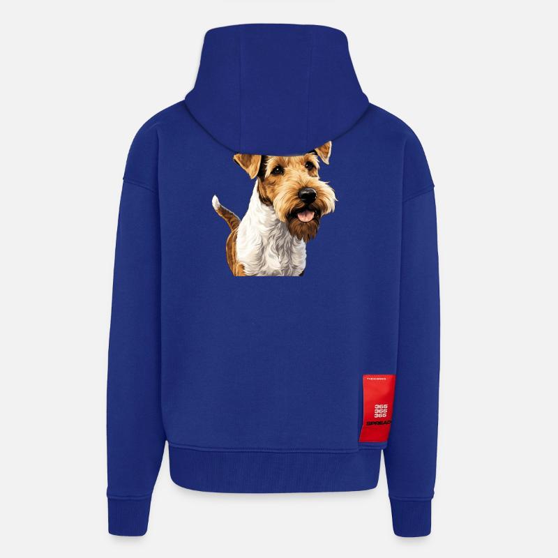 Chien Fox Terrier - Veste à capuche bio épaisse oversize fabriqué en UE - Iconic Blue