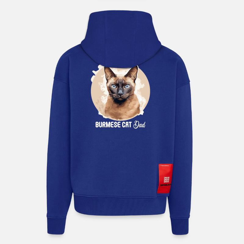 Chat birman Birmanie Katze - Veste à capuche bio épaisse oversize fabriqué en UE - Iconic Blue
