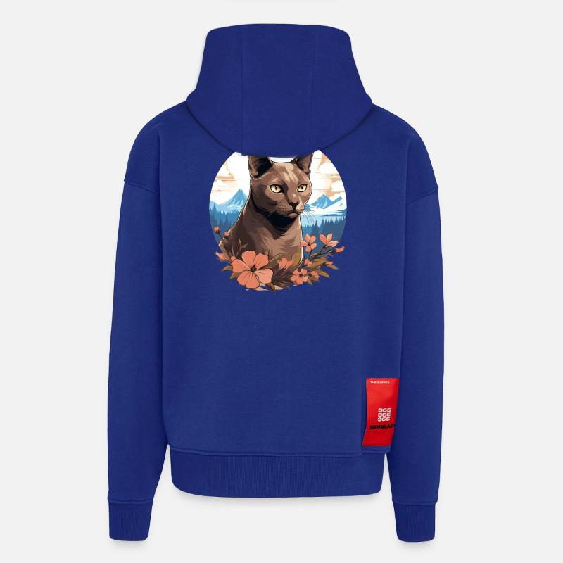 Chat birman Birmanie Katze - Veste à capuche bio épaisse oversize fabriqué en UE - Iconic Blue