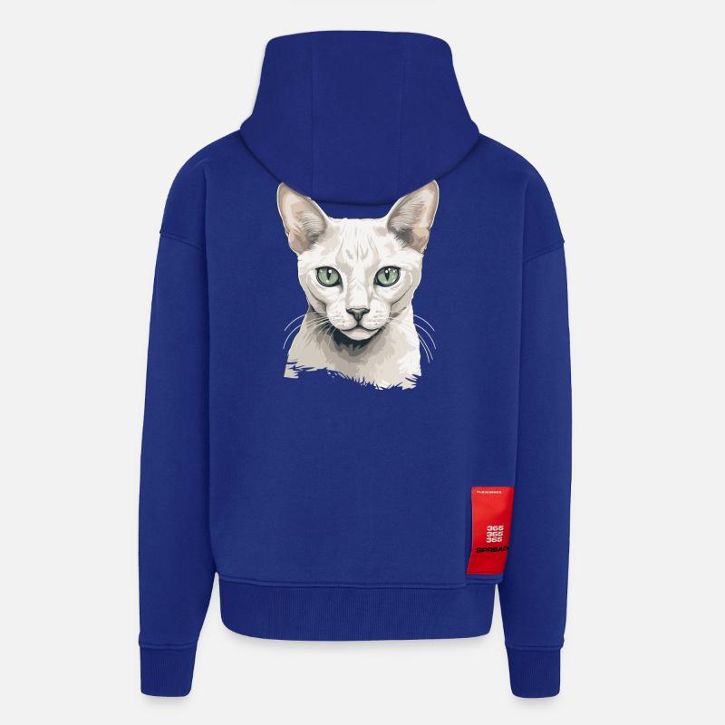 Burmilla Chaton Burmilla Chat - Veste à capuche bio épaisse oversize fabriqué en UE - Iconic Blue