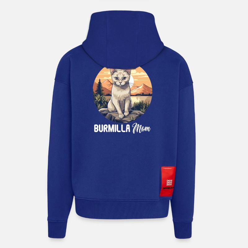 Burmilla Chaton Burmilla Chat - Veste à capuche bio épaisse oversize fabriqué en UE - Iconic Blue