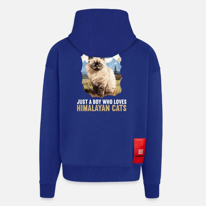 Chat de l’Himalaya Colourpoint Katze - Veste à capuche bio épaisse oversize fabriqué en UE - Iconic Blue