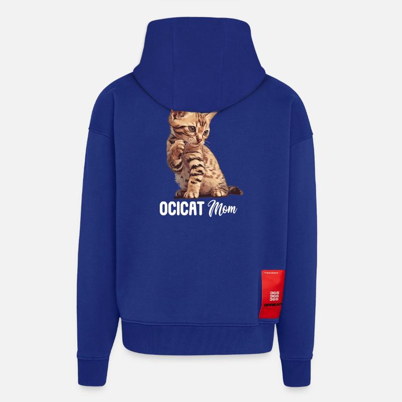 Ocicat Chaton Ocicat Chat - Veste à capuche bio épaisse oversize fabriqué en UE - Iconic Blue