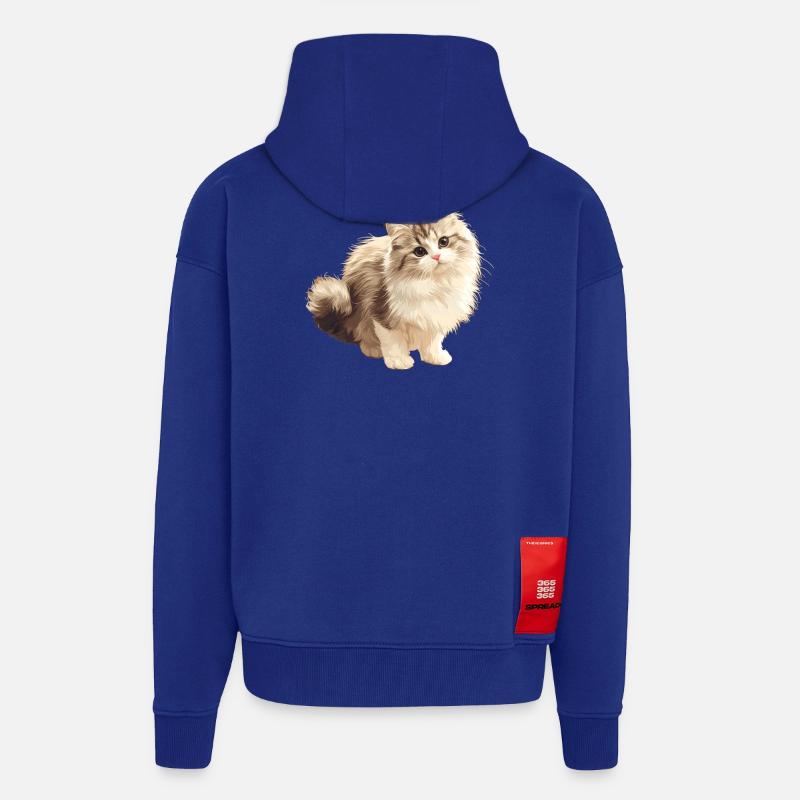 Ragamuffin Chaton Ragamuffin Chat - Veste à capuche bio épaisse oversize fabriqué en UE - Iconic Blue