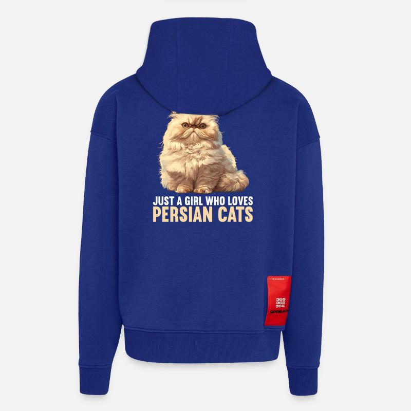 Chat persan Perserkatze - Veste à capuche bio épaisse oversize fabriqué en UE - Iconic Blue