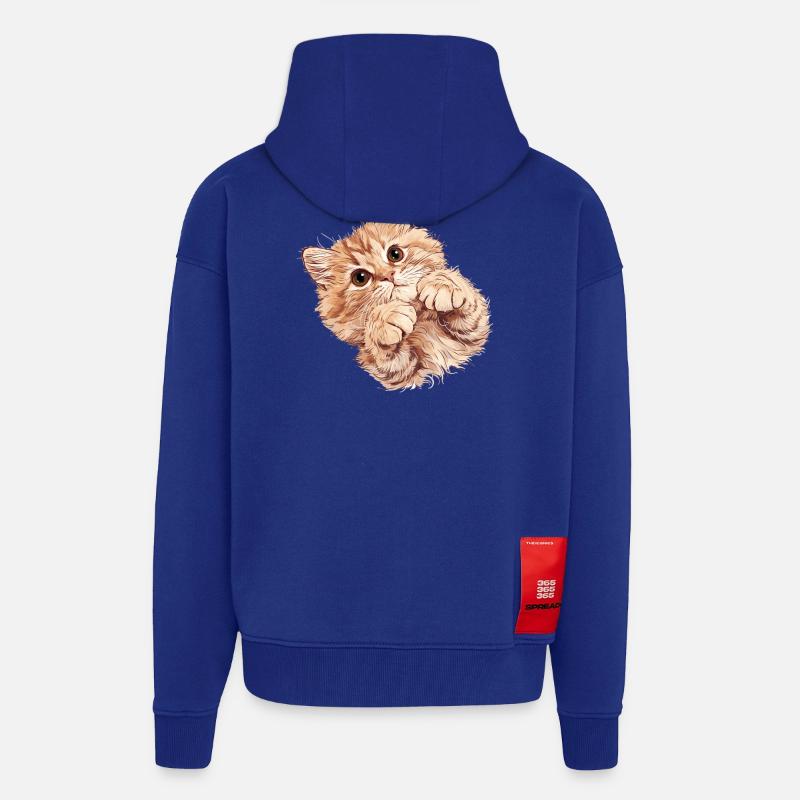Ragamuffin Chaton Ragamuffin Chat - Veste à capuche bio épaisse oversize fabriqué en UE - Iconic Blue