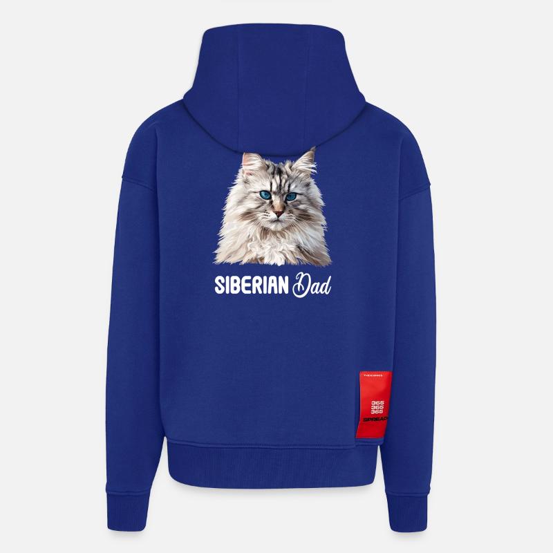 Chat sibérien Sibirische Katze - Veste à capuche bio épaisse oversize fabriqué en UE - Iconic Blue