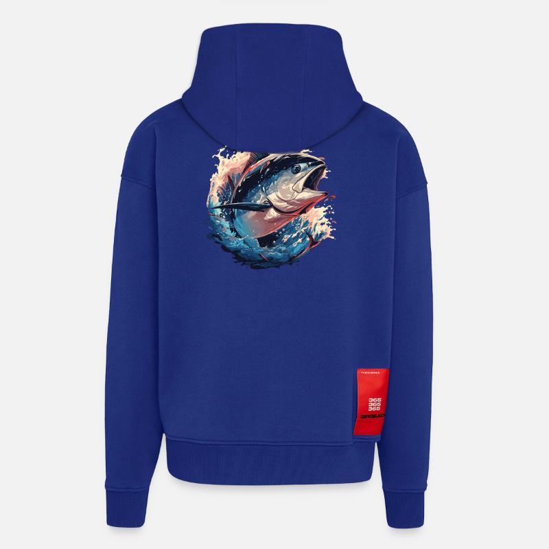 Thon Thunfische Thunfisch - Veste à capuche bio épaisse oversize fabriqué en UE - Iconic Blue