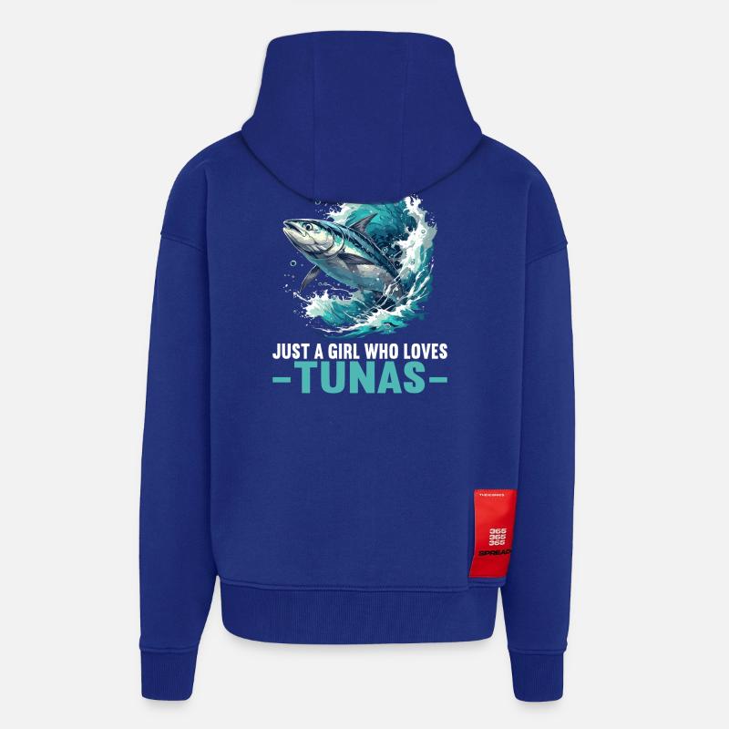 Thon Thunfische Thunfisch - Veste à capuche bio épaisse oversize fabriqué en UE - Iconic Blue