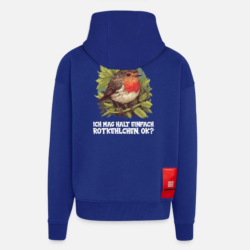 Robin Rotkehlchen - Veste à capuche bio épaisse oversize fabriqué en UE - Iconic Blue