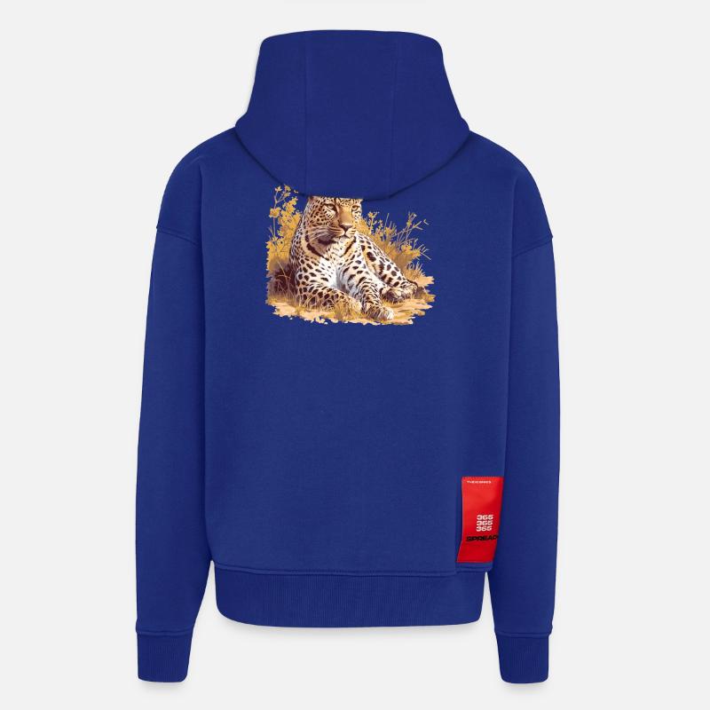 Léopard léopard - Veste à capuche bio épaisse oversize fabriqué en UE - Iconic Blue