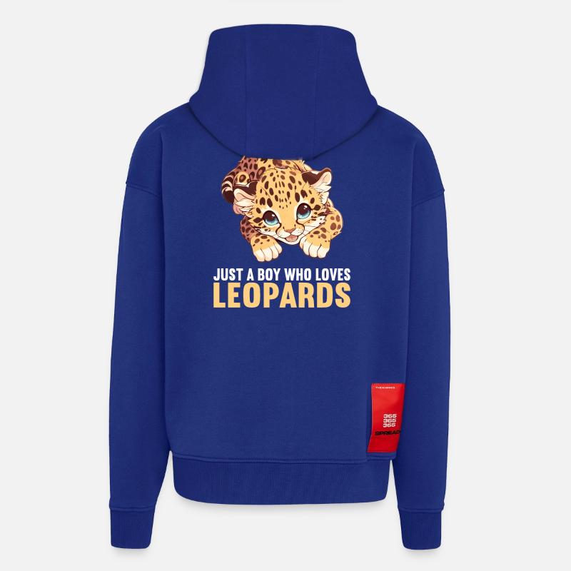 Léopard léopard - Veste à capuche bio épaisse oversize fabriqué en UE - Iconic Blue