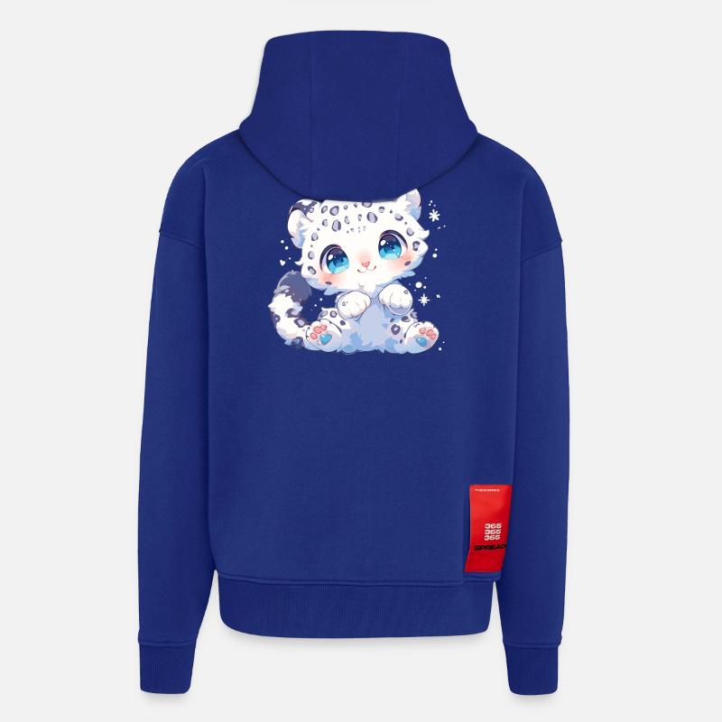 Léopard des neiges Schneeleoparden Schneeleopard - Veste à capuche bio épaisse oversize fabriqué en UE - Iconic Blue