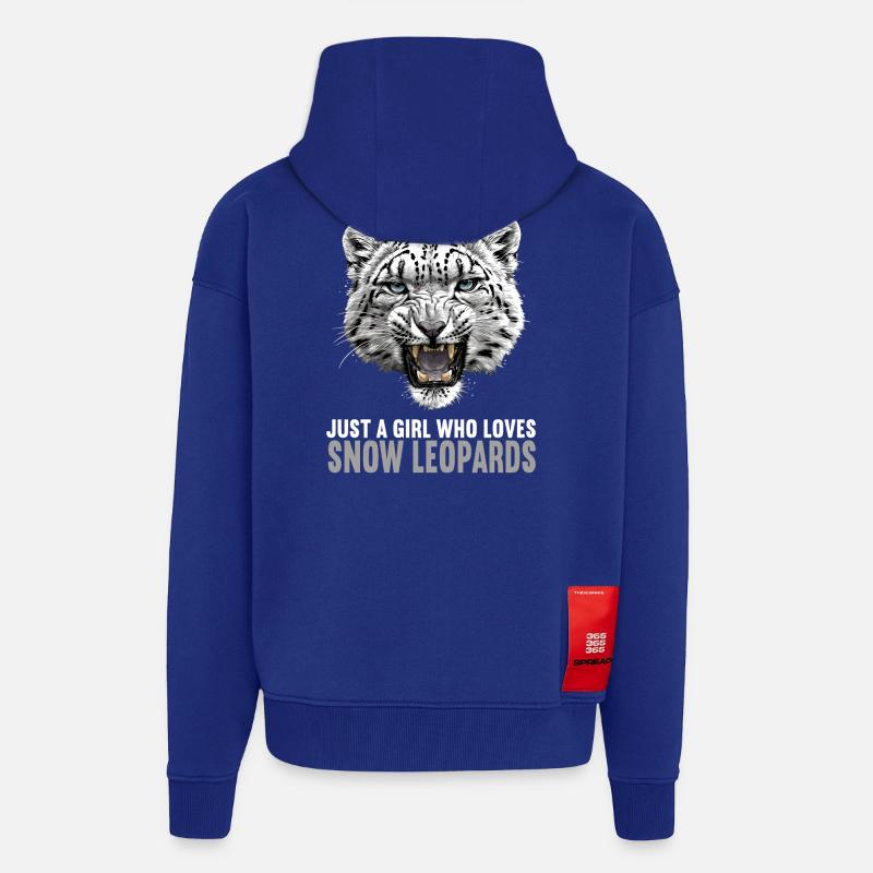Léopard des neiges Schneeleoparden Schneeleopard - Veste à capuche bio épaisse oversize fabriqué en UE - Iconic Blue