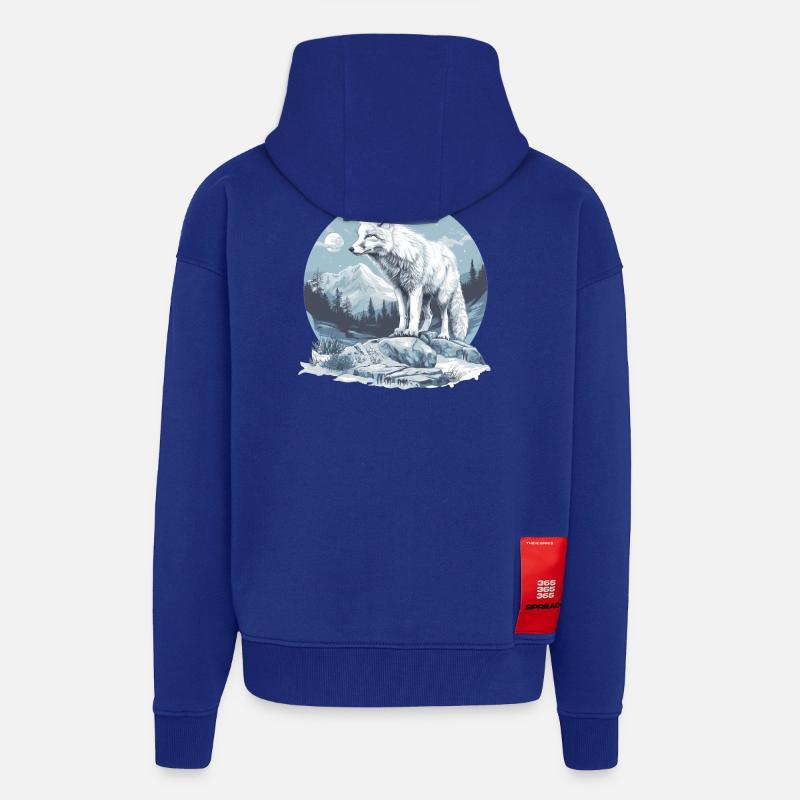 Renard arctique Polarfüchse Polarfuchs - Veste à capuche bio épaisse oversize fabriqué en UE - Iconic Blue