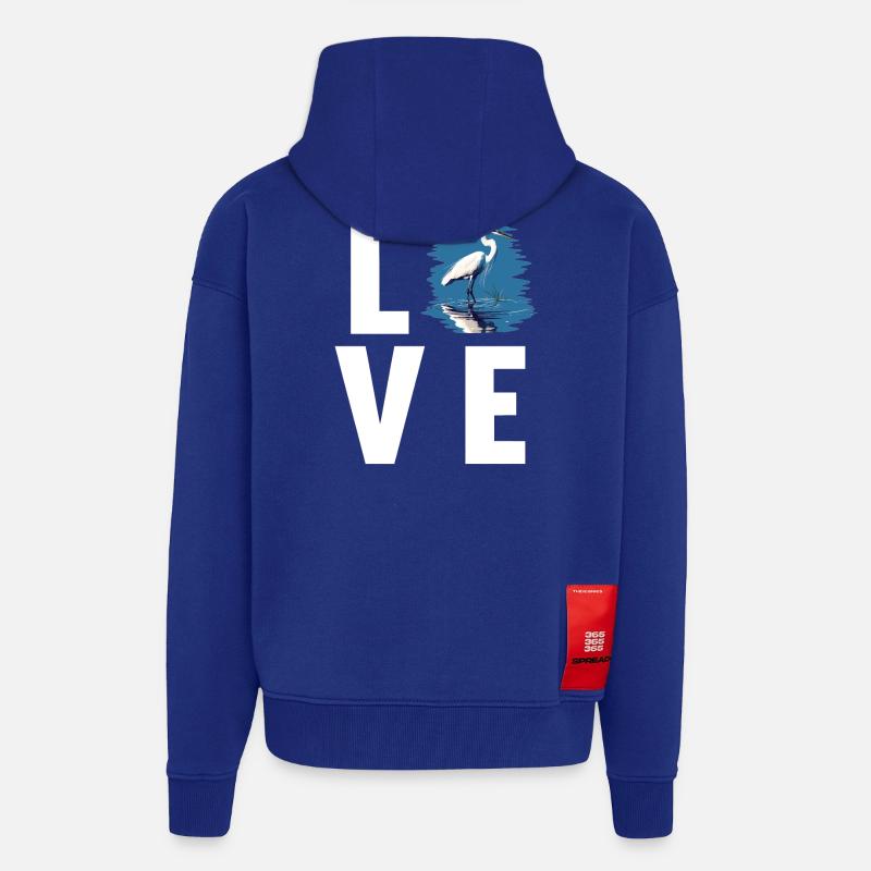 Héron Reiher - Veste à capuche bio épaisse oversize fabriqué en UE - Iconic Blue