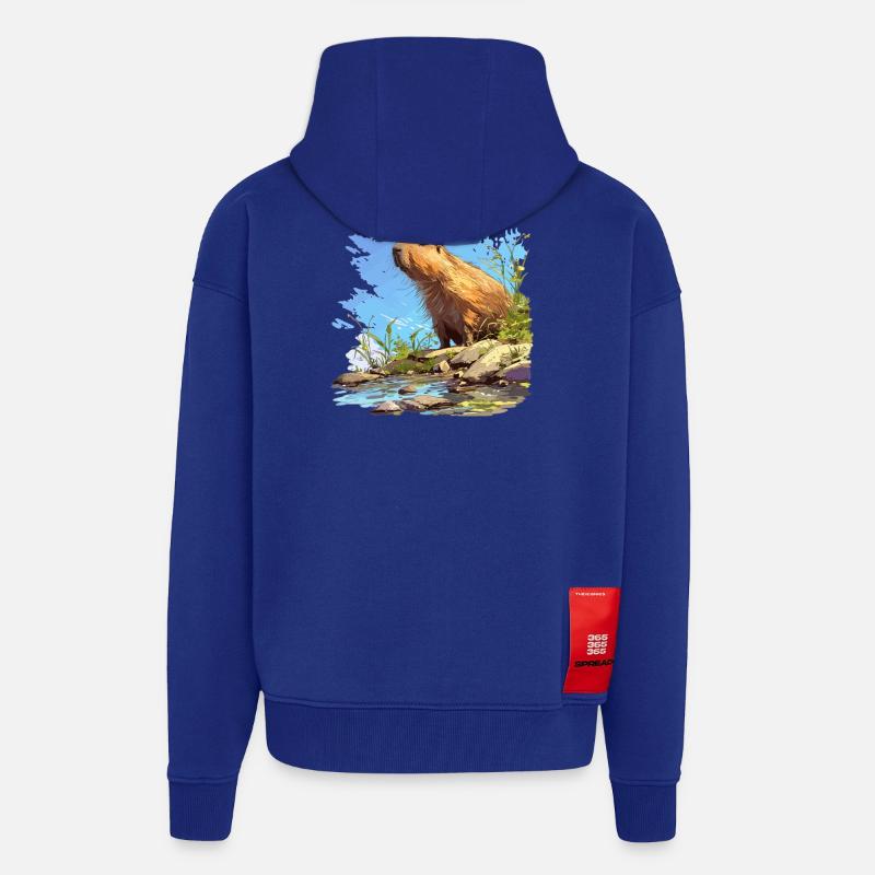 Capybaras Capybara - Veste à capuche bio épaisse oversize fabriqué en UE - Iconic Blue