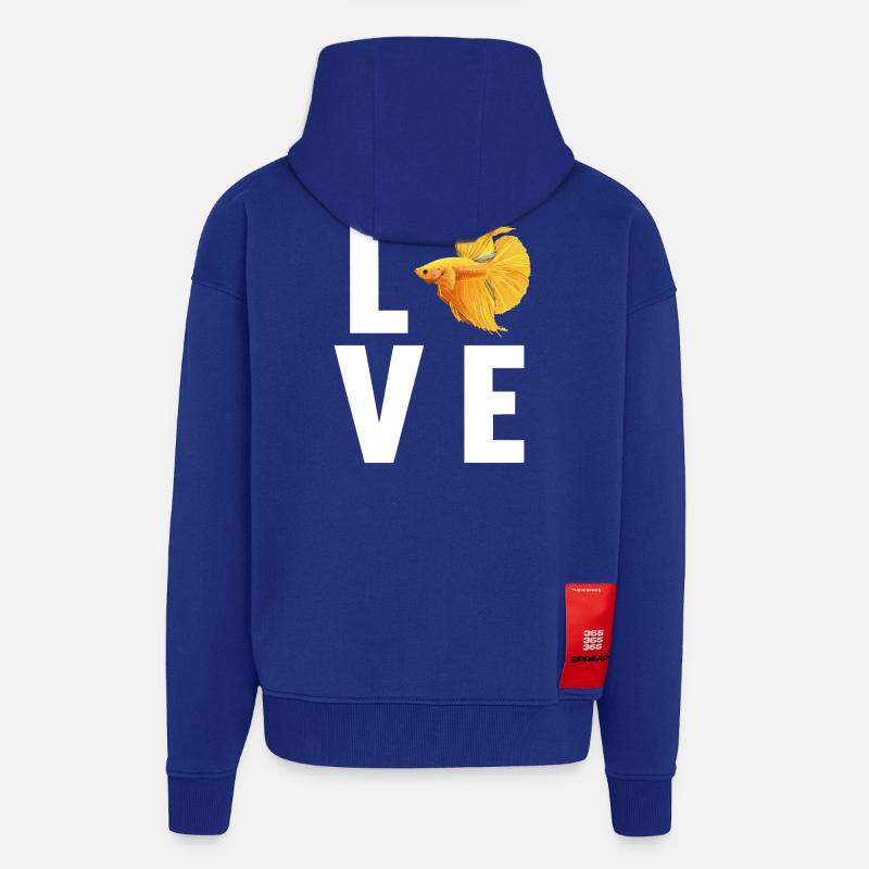 Bettas Betta Poisson Betta - Veste à capuche bio épaisse oversize fabriqué en UE - Iconic Blue