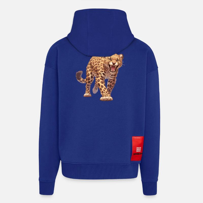 Léopard léopard - Veste à capuche bio épaisse oversize fabriqué en UE - Iconic Blue