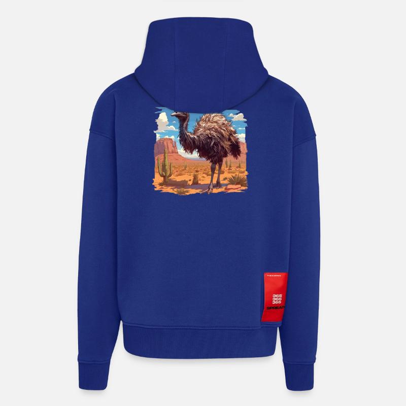 Emus Emu - Veste à capuche bio épaisse oversize fabriqué en UE - Iconic Blue