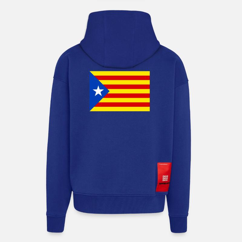 drapeau catalan - Veste à capuche bio épaisse oversize fabriqué en UE - Iconic Blue