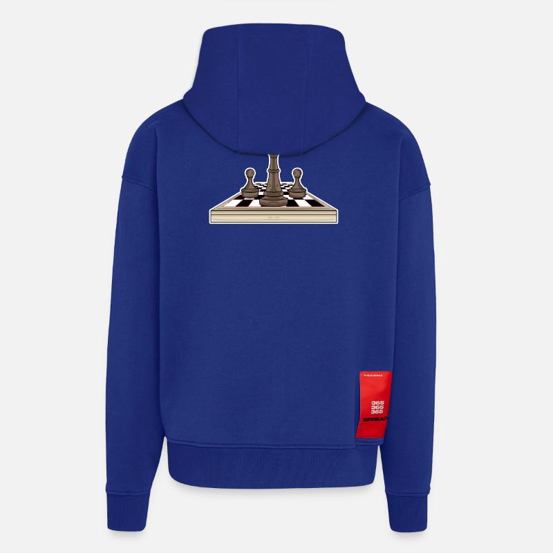 Jeu d’échecs - Veste à capuche bio épaisse oversize fabriqué en UE - Iconic Blue