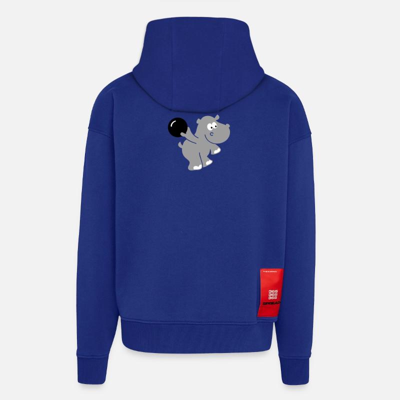 Bowling Hippo - Bowling Hippo cadeau - Veste à capuche bio épaisse oversize fabriqué en UE - Iconic Blue