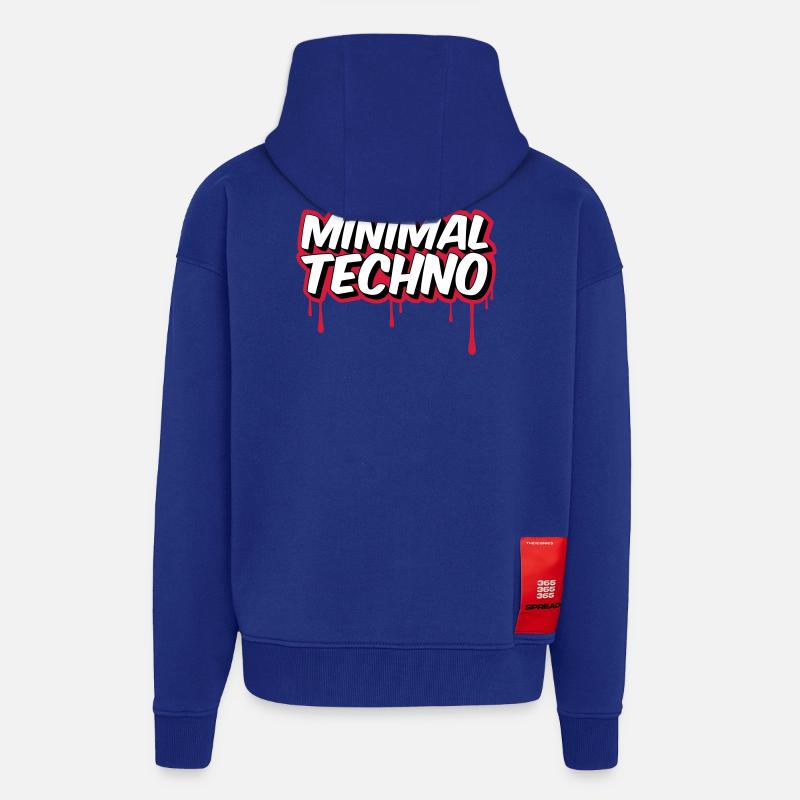 MINIMAL TECHNO - Veste à capuche bio épaisse oversize fabriqué en UE - Iconic Blue