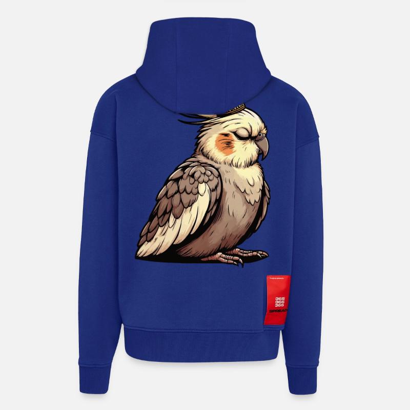 Calopsitte Calopsitte Calopsitte Oiseau calopsitte - Veste à capuche bio épaisse oversize fabriqué en UE - Iconic Blue