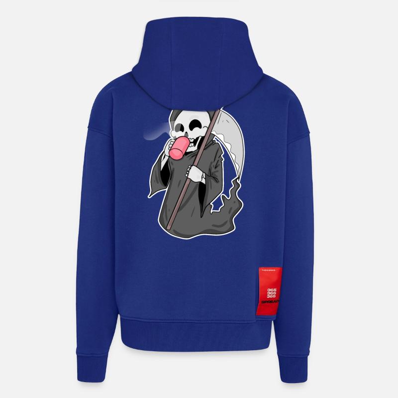 Grim Reaper with coffee - Zip Hoodie - made by SPREAD - Iconic Blue